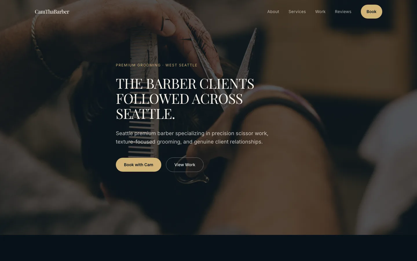 Cam Tha Barber website homepage