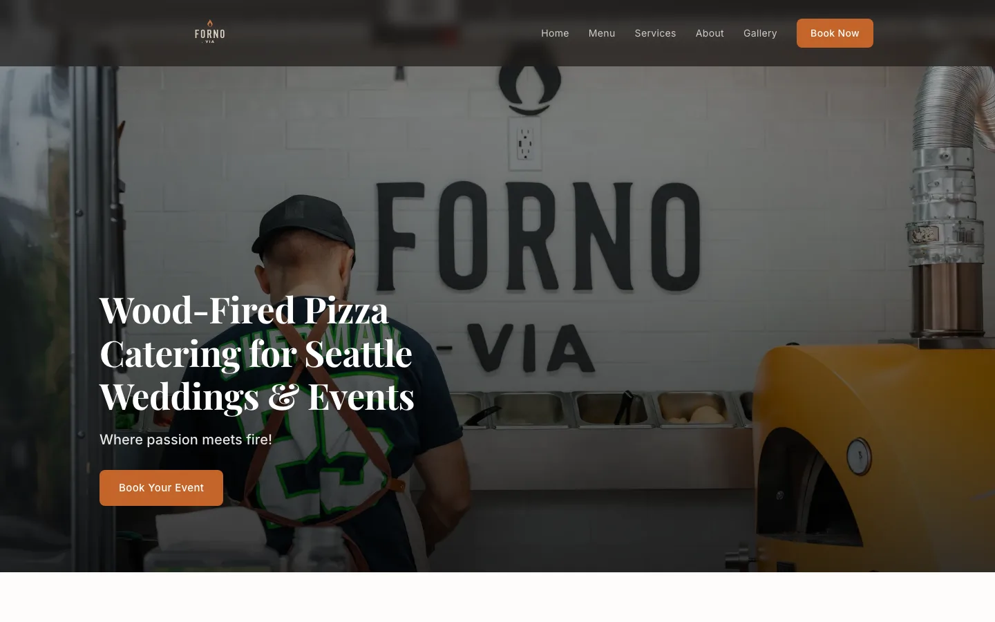 Screenshot of Forno Via Pizza website